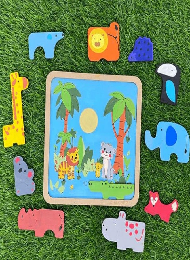 Ansoz Wildlife Animal Puzzle with Colouring Activity, Educational DIY Wooden Toy for Kids - Image 5